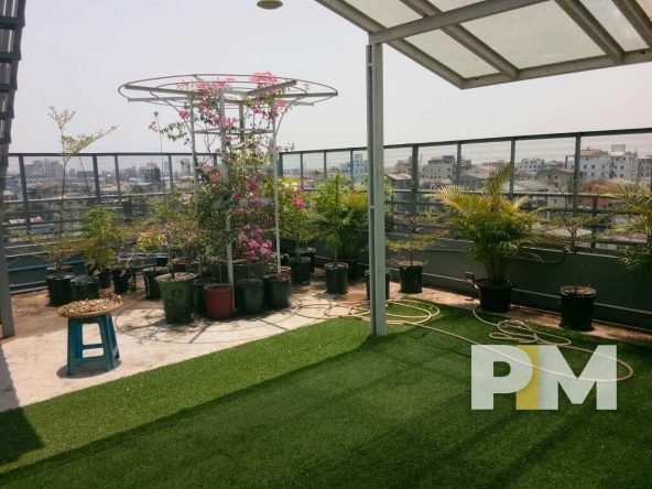 balcony in penthouse for rent in sanchaung