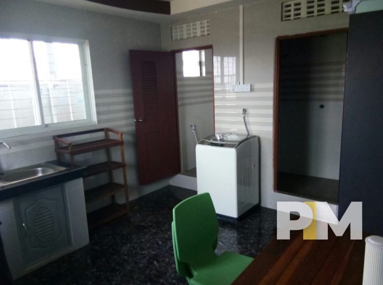 kitchen in penthouse for rent in sanchaung