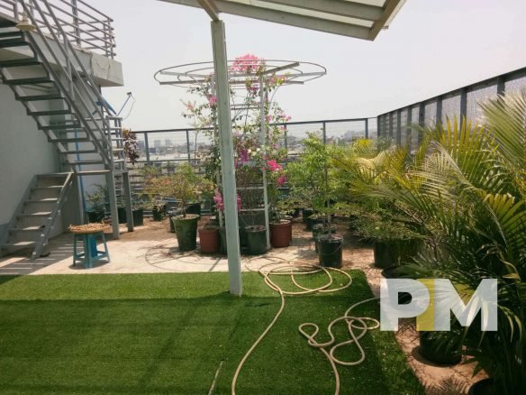 large terrace for penthouse for rent in yangon