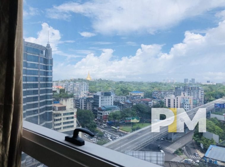 view of shwedagon pagoda from sanchaung condo