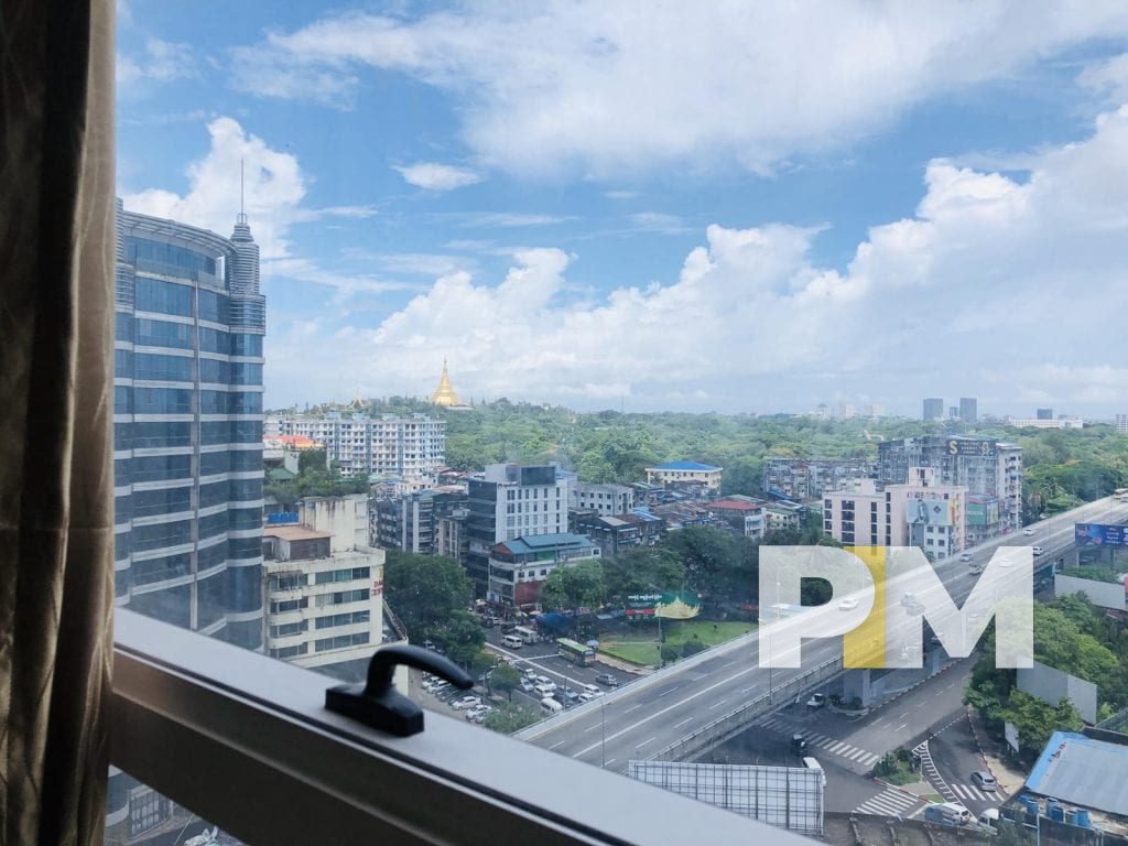 view of shwedagon pagoda from sanchaung condo