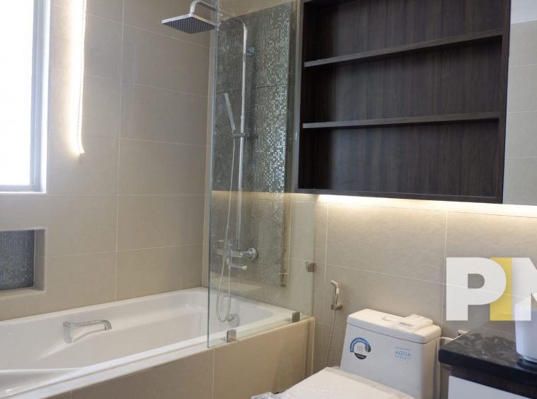 bathroom in rental apartment in yangon
