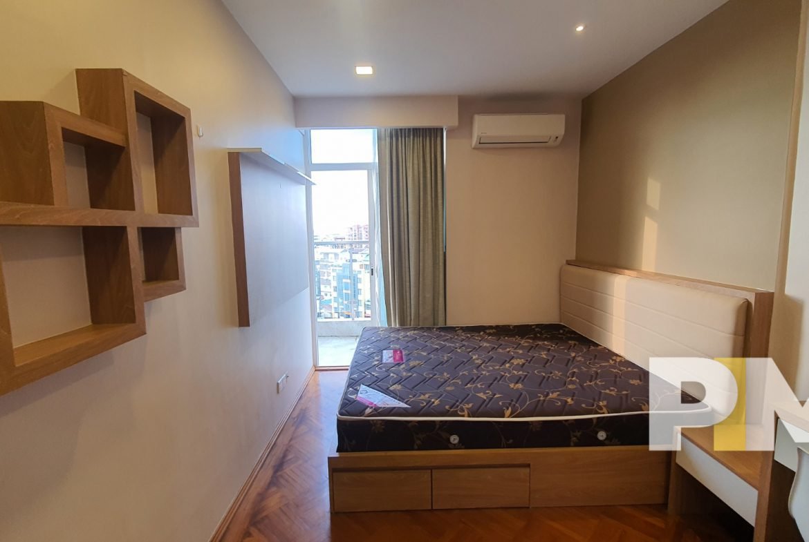 bedroom with shelf - apartment for rent in sanchaung garden