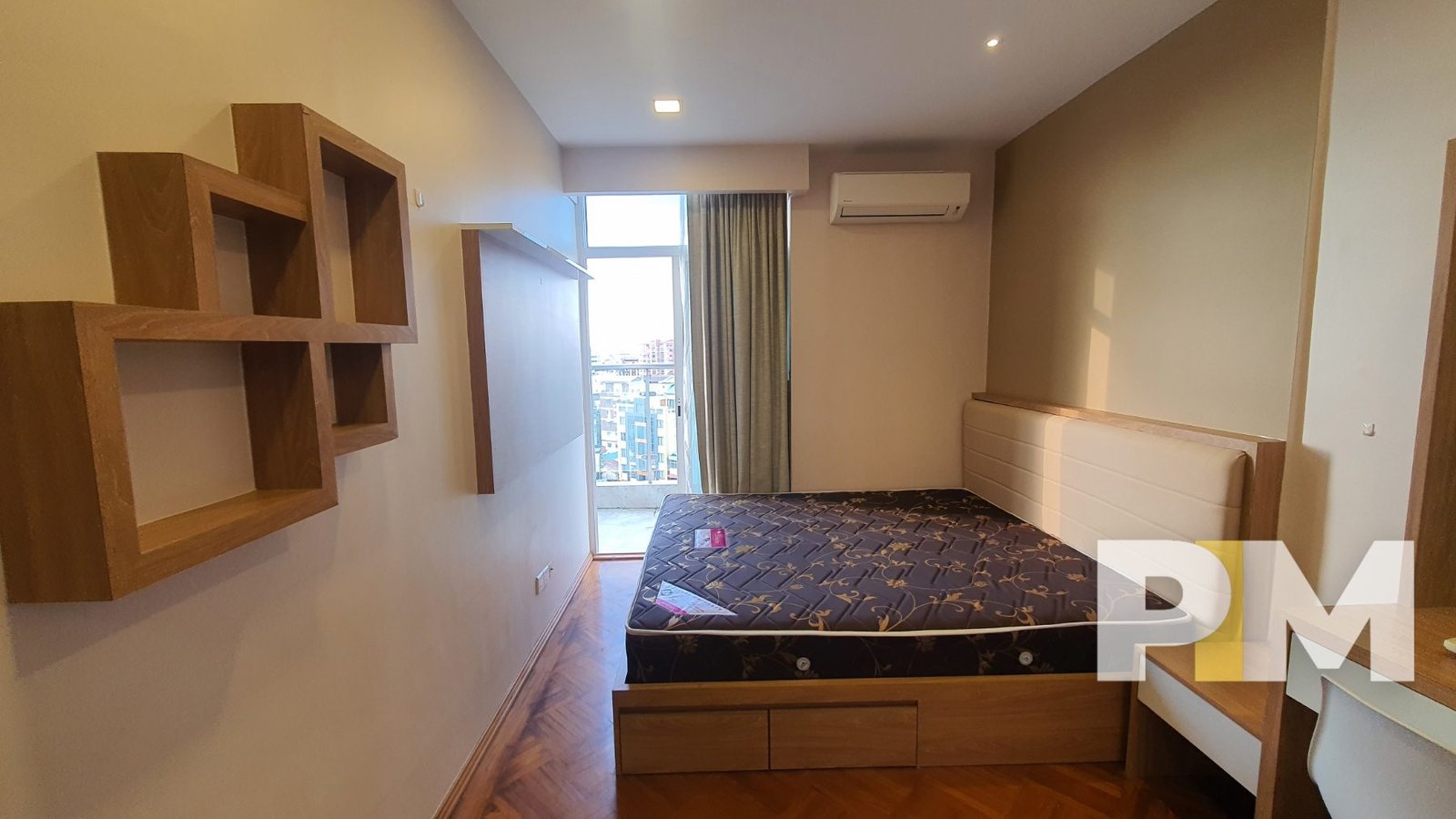 bedroom with shelf - apartment for rent in sanchaung garden