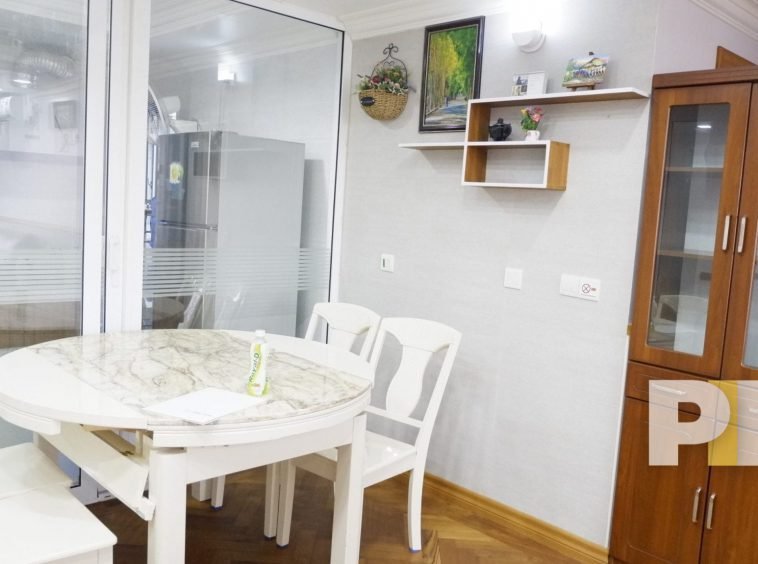 dining room with separate kitchen - apartment for rent in yangon