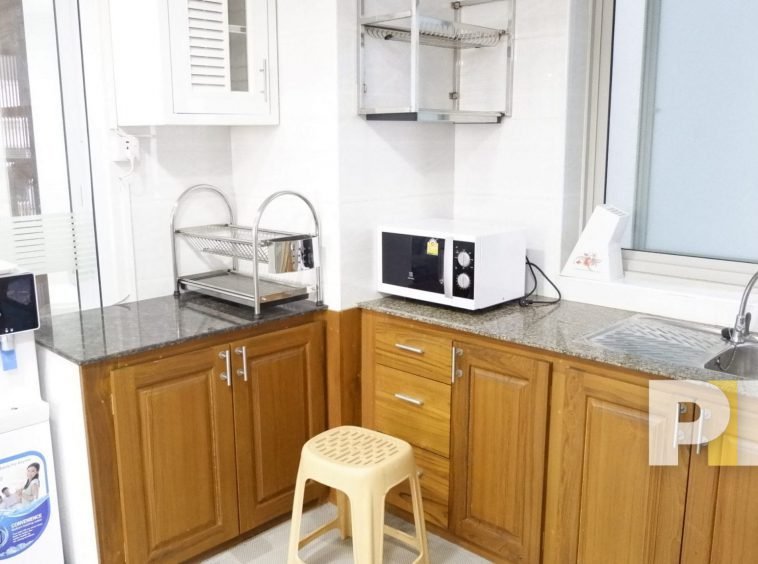 kitchen counters with microwave and water dispencer - yangon real estate