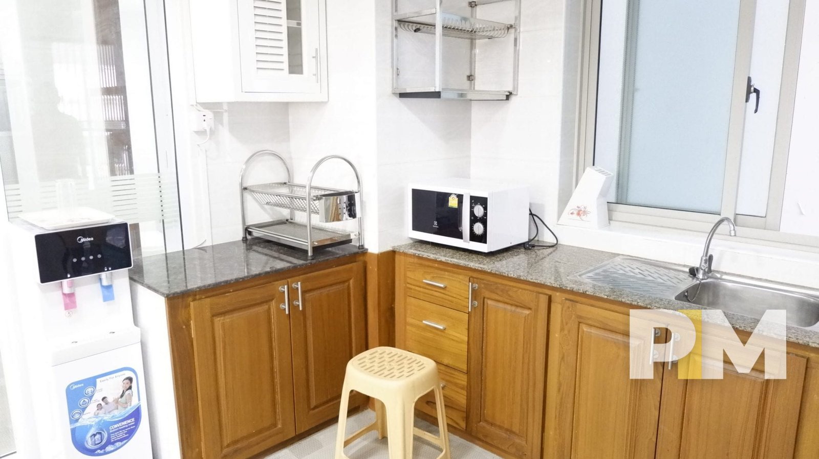 kitchen counters with microwave and water dispencer - yangon real estate