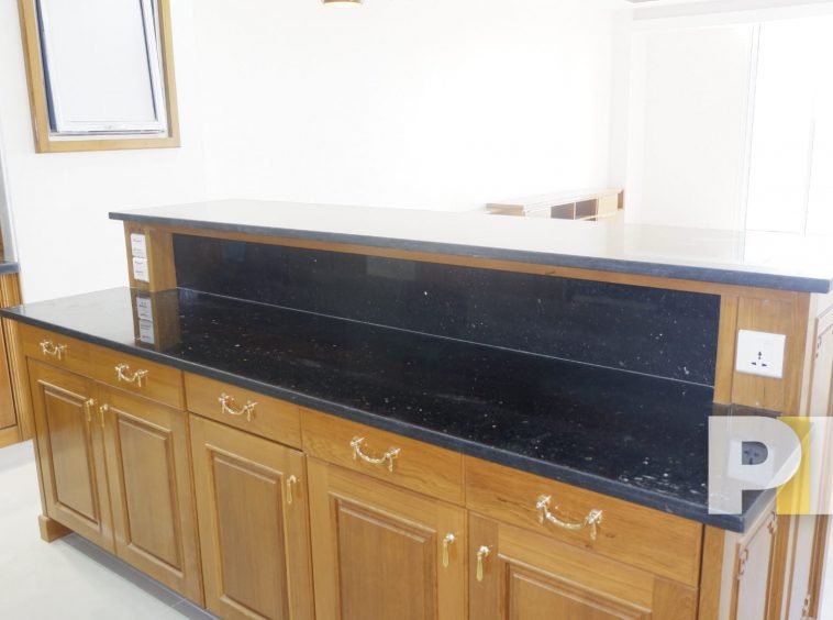 kitchen island in apartment for rent in myanmar
