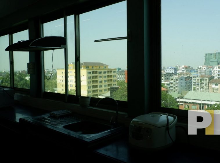 kitchen with outdoor view in sanchaung