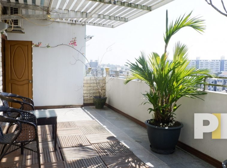 large terrace - penthouse for rent in yangon