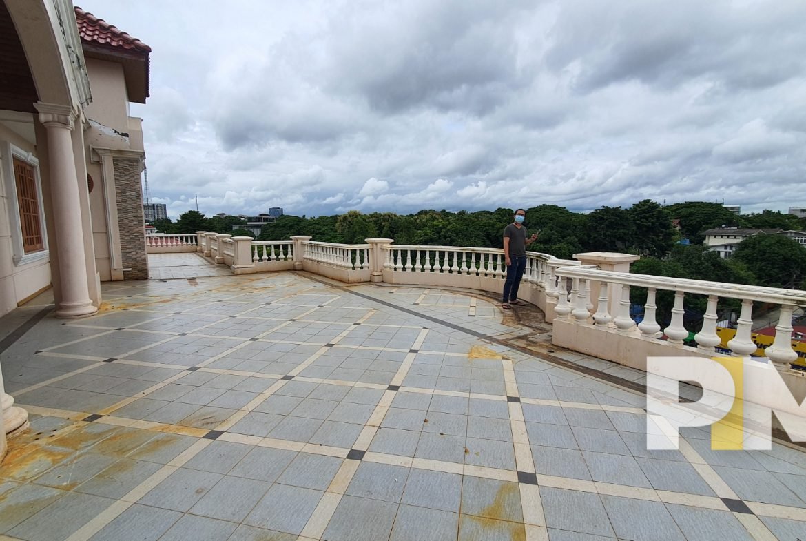 large terrace with a view from a building for rent in yangon