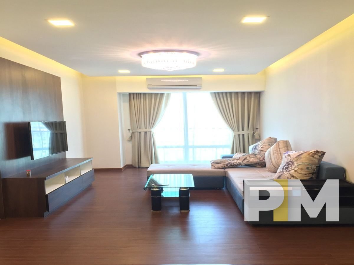 living room - condo for rent in yangon
