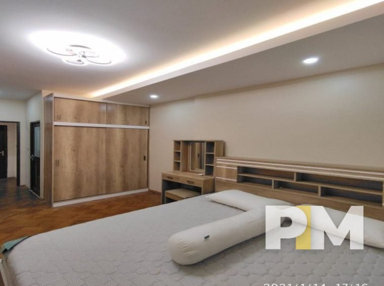 master bedroom in condo for rent in yangon