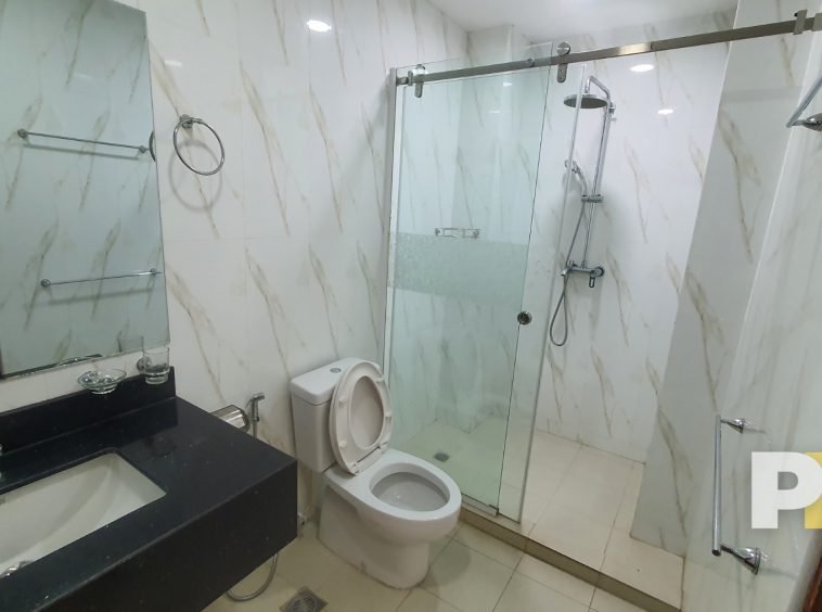 Bathroom in penthouse for rent in yangon