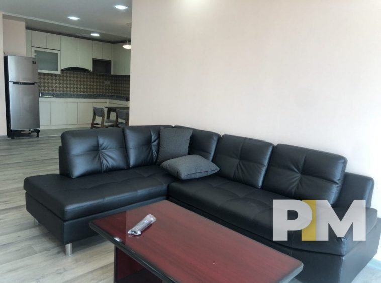sofa in apartment for rent in yangon