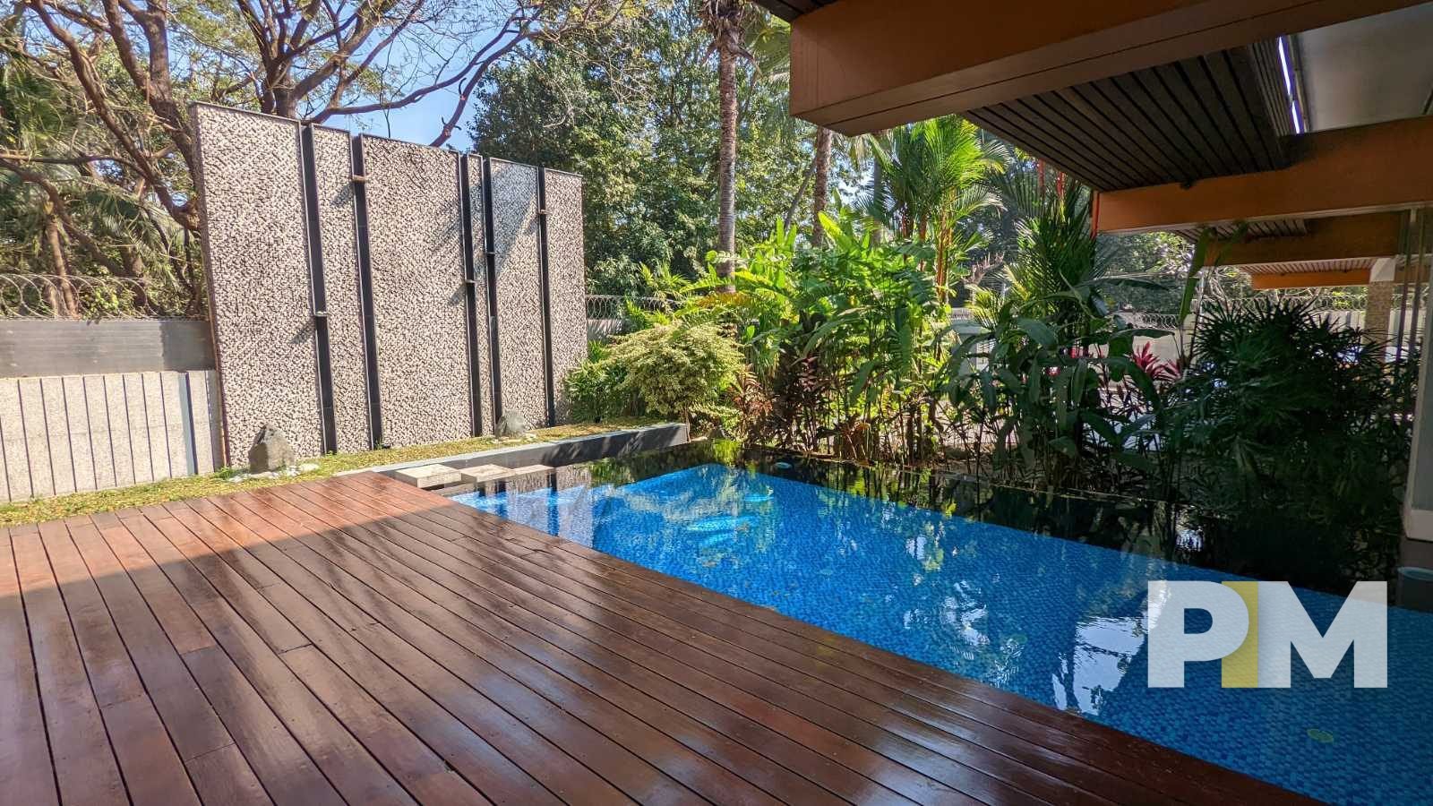 swimming pool in house for rent in myanmar