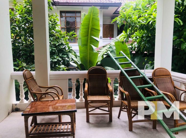 terrace area in house for rent in yangon