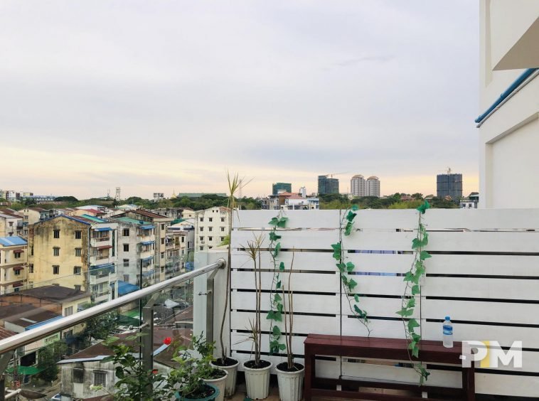 terrace with flower pots - myanmar real estate