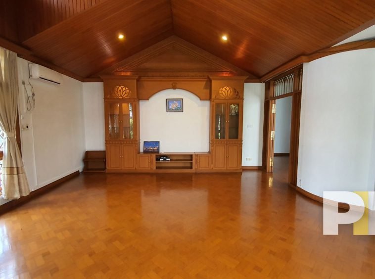 large room with teak ceiling - properties in yangon