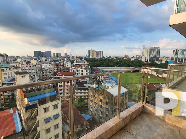 view from balcony - sanchaung garden condo for rent