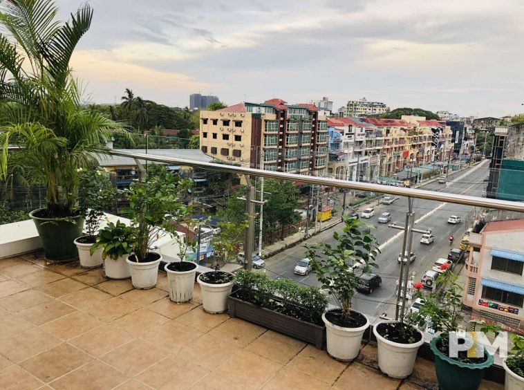 view of bahan from penthouse for rent in yangon