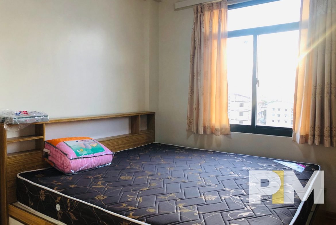 wooden bed frame and mattress - real estate in yangon