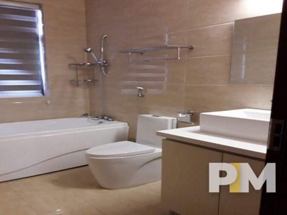 bathroom with bath tub - condo for rent in yangon
