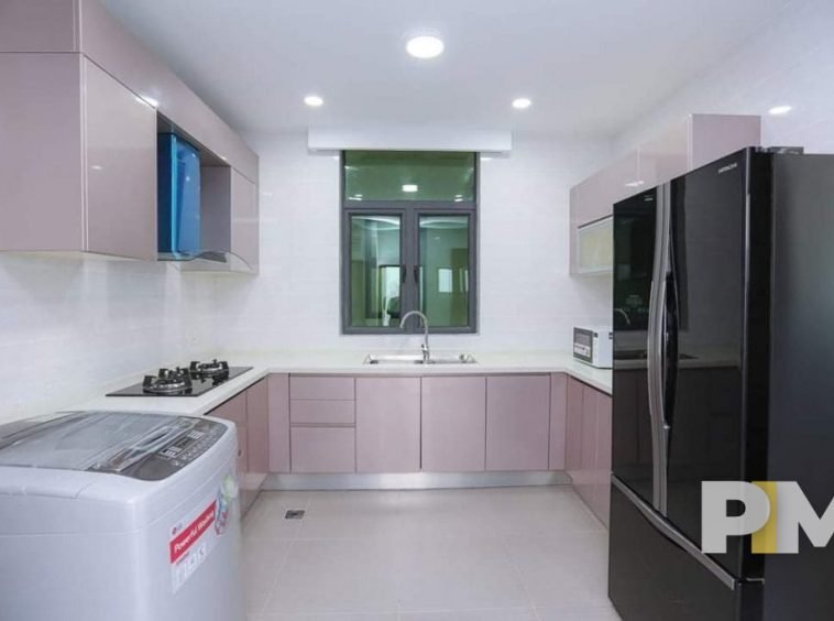 kitchen with fridge - properties in Yangon