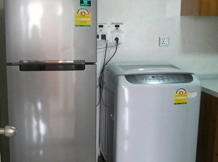 kitchen with fridge - property in Yangon