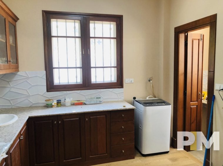 kitchen with washing machine - Yangon Real Estate