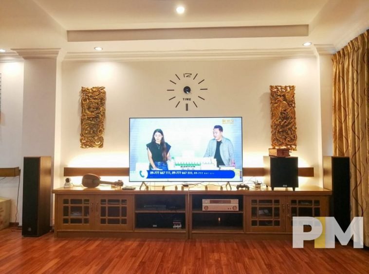 living room with TV - properties in Yangon