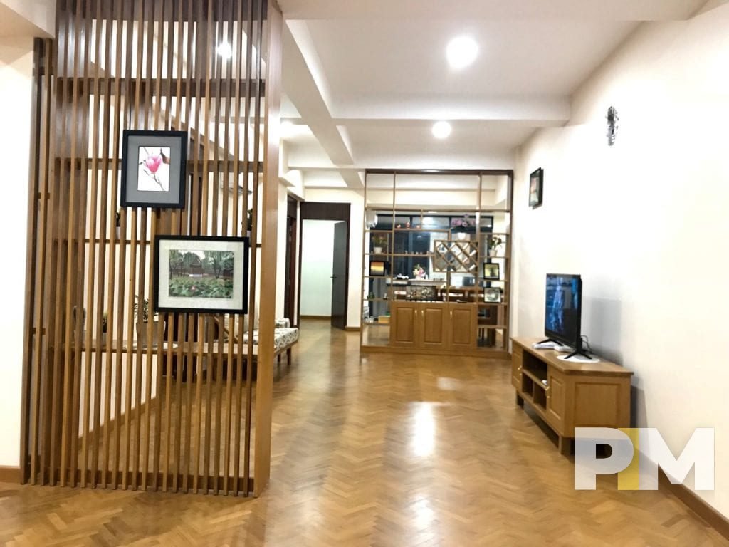 living room with TV - property in Yangon