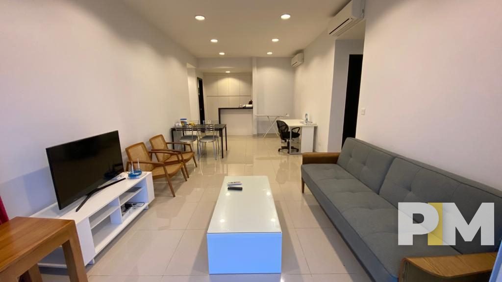 living room with TV - property in Yangon