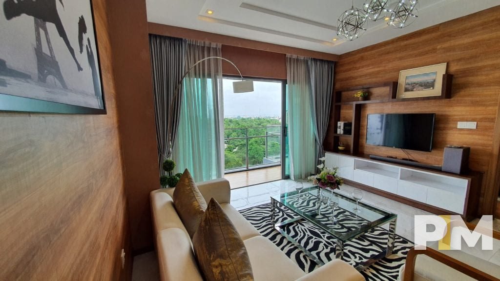 living room with TV - property in Yangon