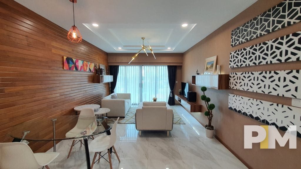 living room with TV - property in Yangon