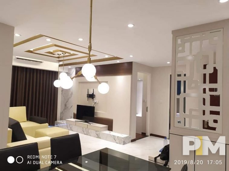 living room with lights - Myanmar Real Estate