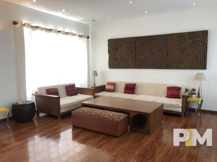 living room with sofa set - House for rent in Yankin