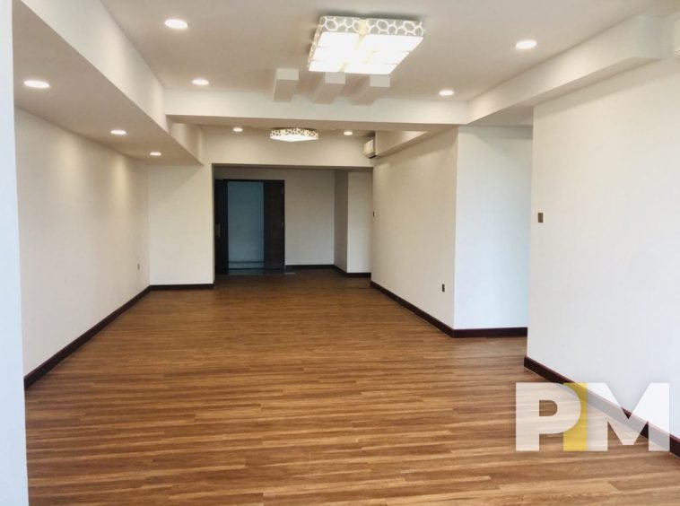 room with ceiling lights - property in Yangon