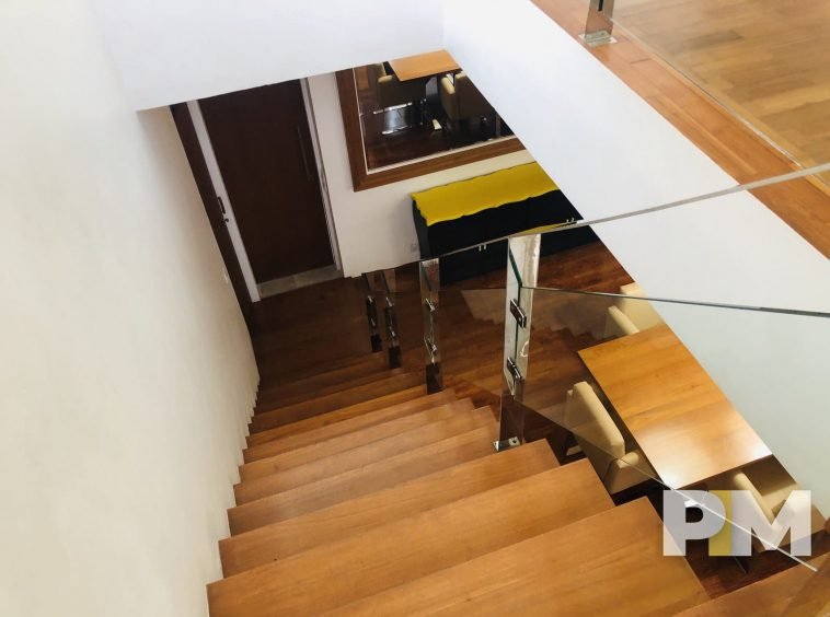 stairs with glass railing - properties in Yangon