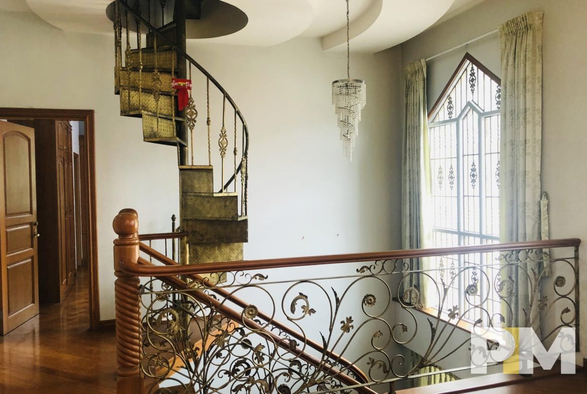 upstairs with spiral staircase - Myanmar Real Estate