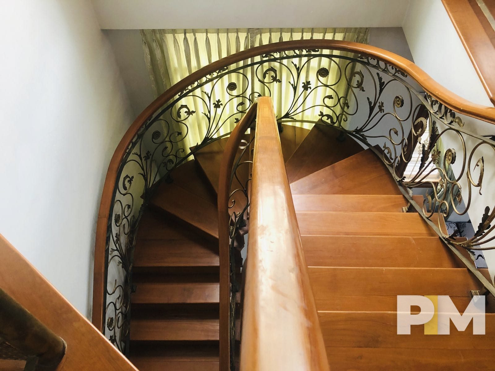 wooden staircase - House for rent in Kamayut