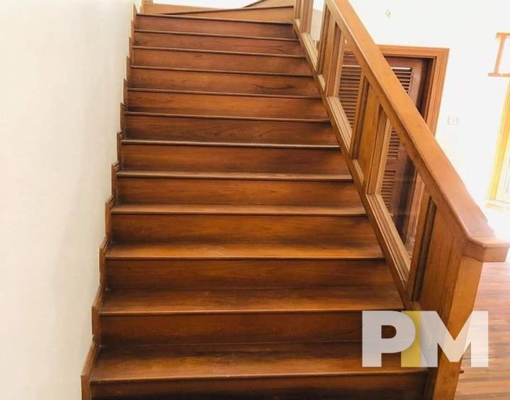 wooden staircase - property in Yangon