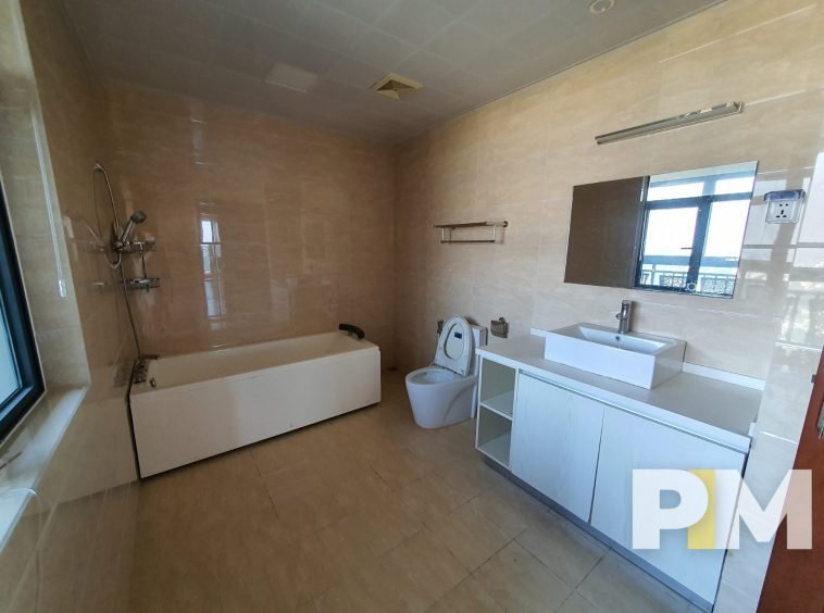 bathroom with bathtub - penthouse for rent in Yankin