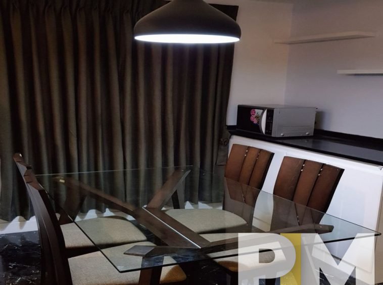 dining room with microwave - Yangon Property
