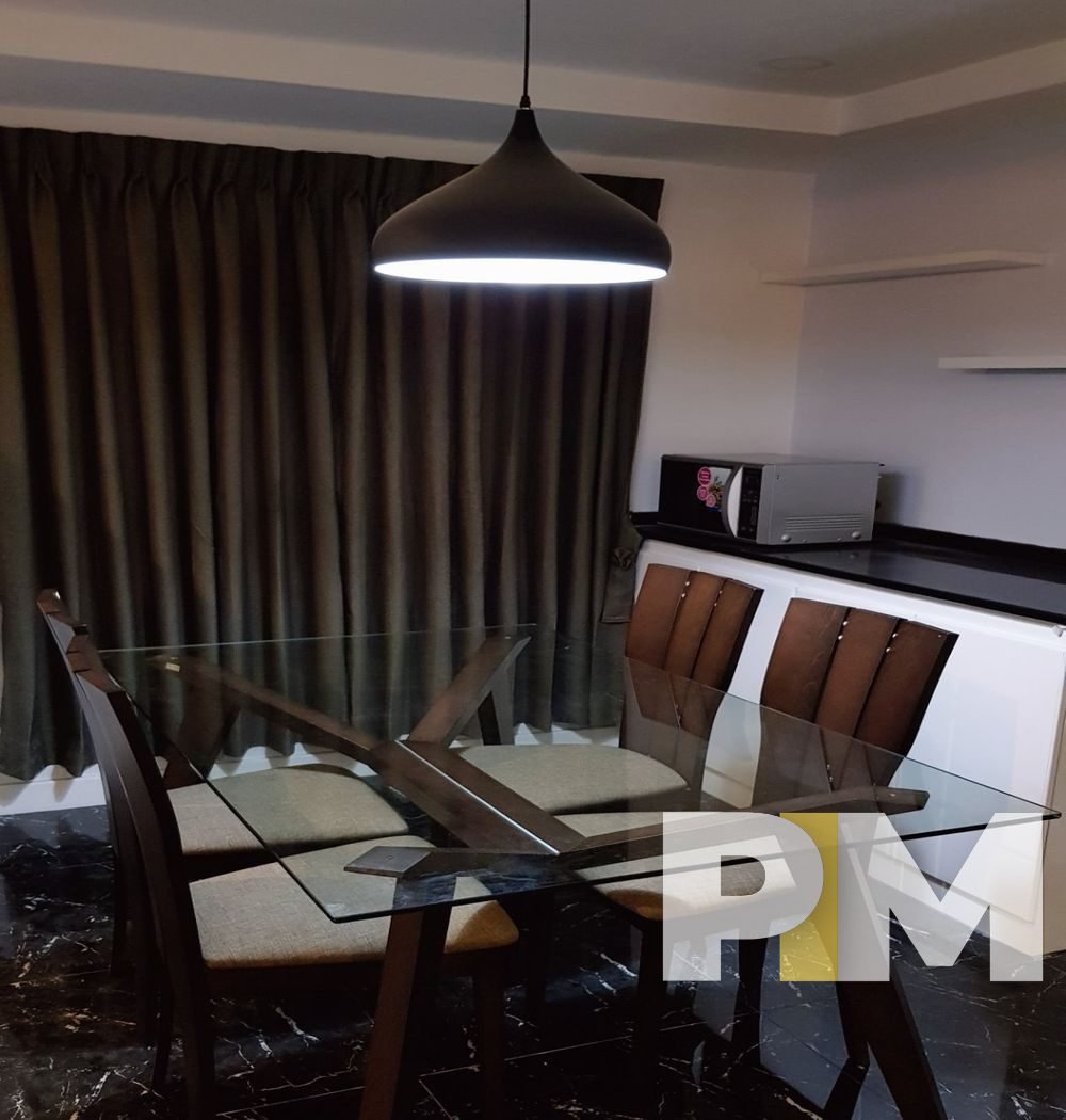 dining room with microwave - Yangon Property