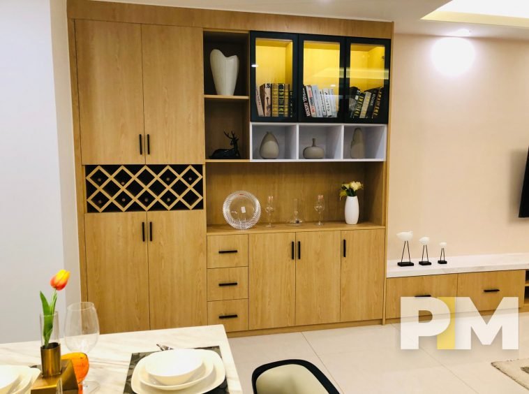 dining room with shelf - properties in Yangon