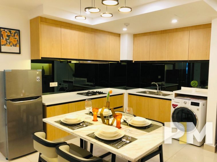 kitchen with fridge - Yangon Real Estate