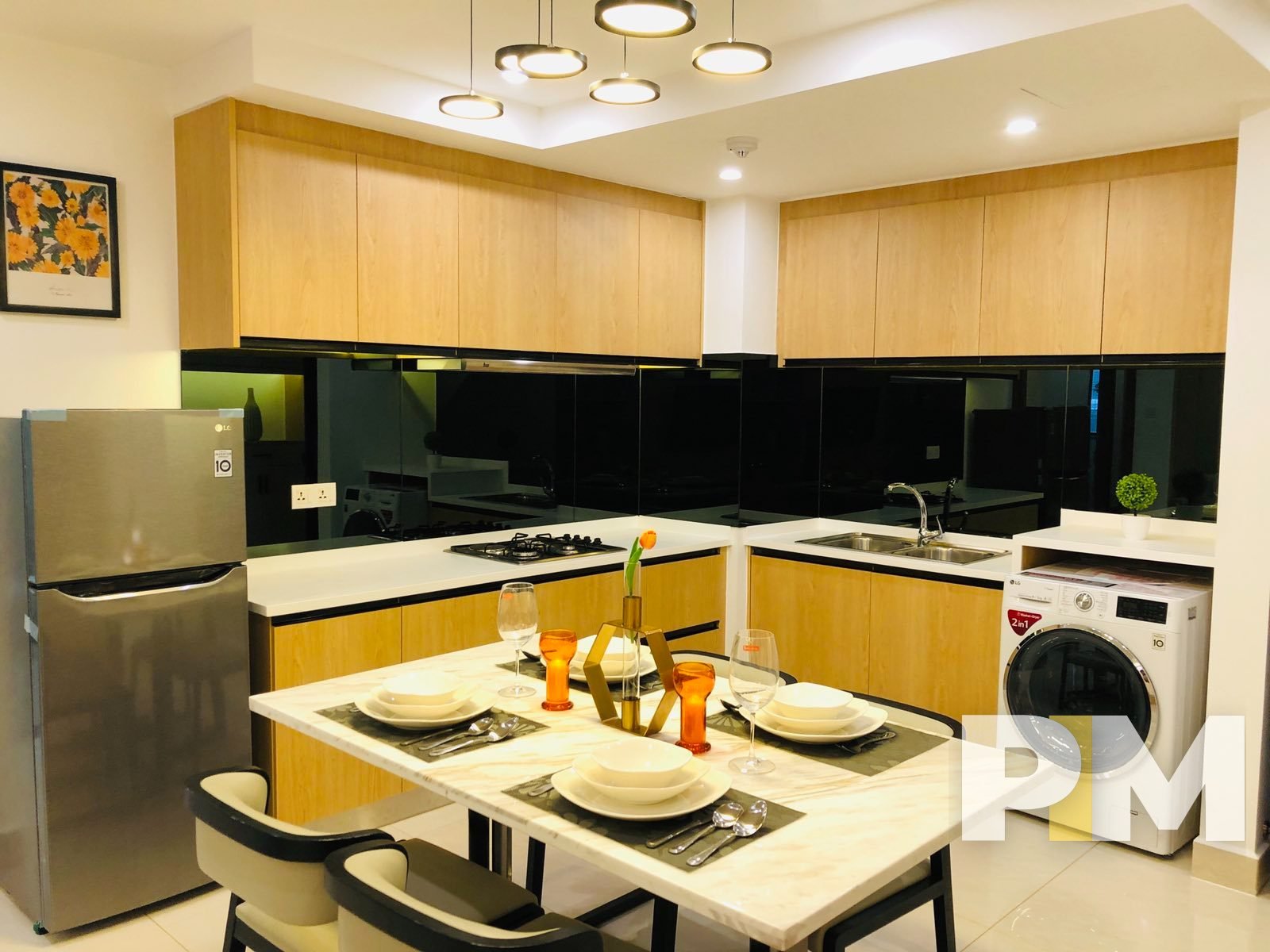 kitchen with fridge - Yangon Real Estate