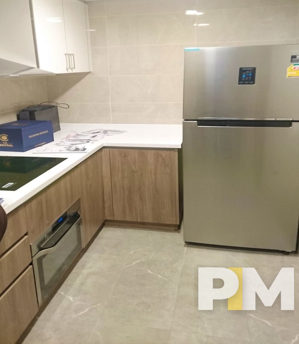 kitchen with fridge - properties in Yangon