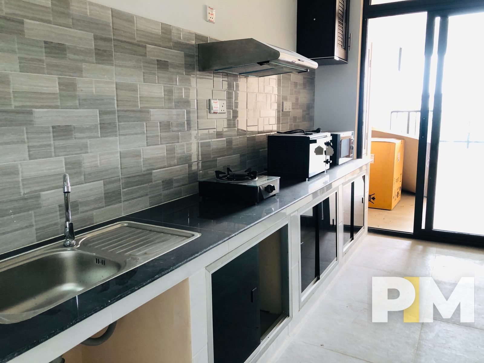 kitchen with microwave - Yangon Real Estate